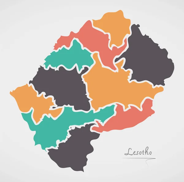 Lesotho Karte Mit Staaten Und Modernen Runden Formen — Stockfoto