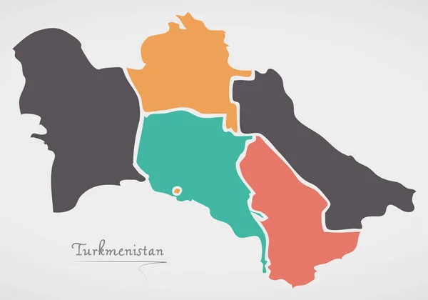 Карта Туркменистана Государствами Современными Круглыми Столами — стоковое фото