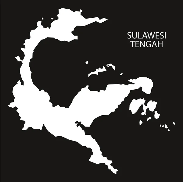 スラウェシ島テンガインドネシア地図黒反転シルエットイラスト形状 — ストック写真