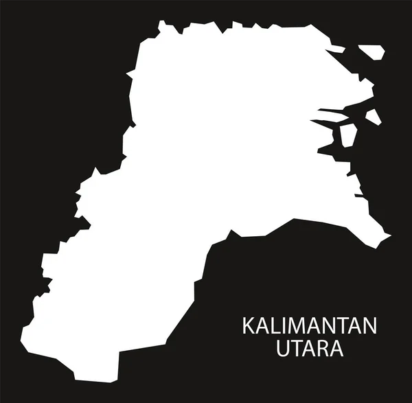 Kalimantan Utara Endonezya Haritası Siyah Siluet Çizimi Şekli — Stok fotoğraf