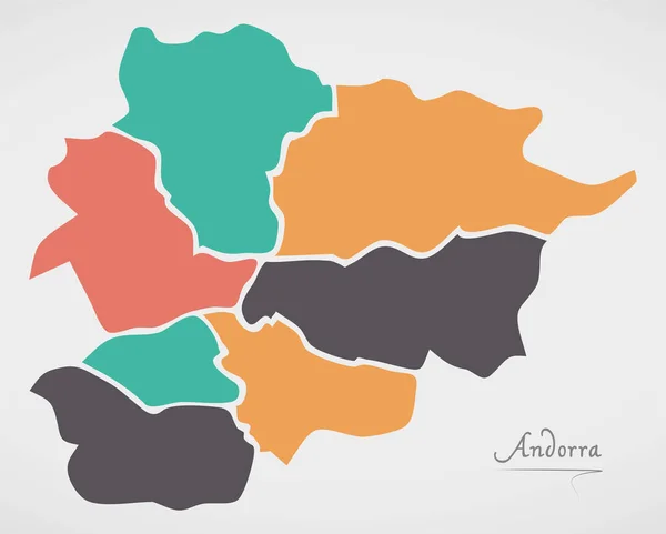 Andorra Karte Mit Staaten Und Modernen Runden Formen — Stockfoto