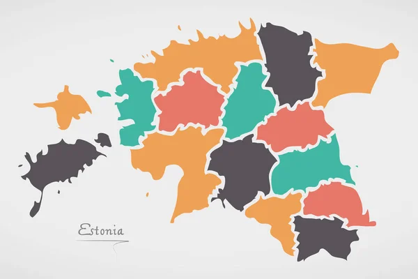 Estonia Mapa Con Estados Formas Redondas Modernas —  Fotos de Stock