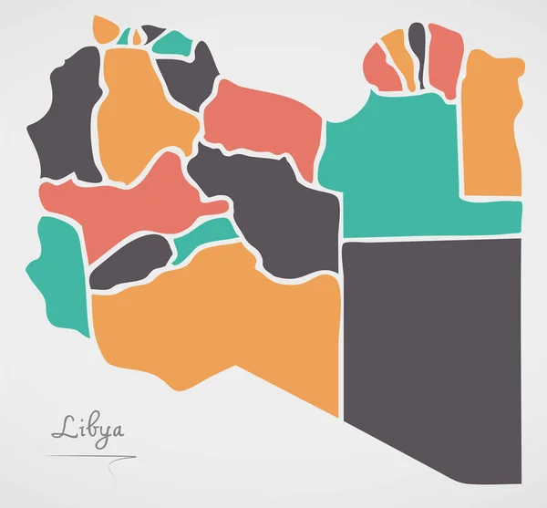 リビア地図州と現代的な丸い形 — ストック写真