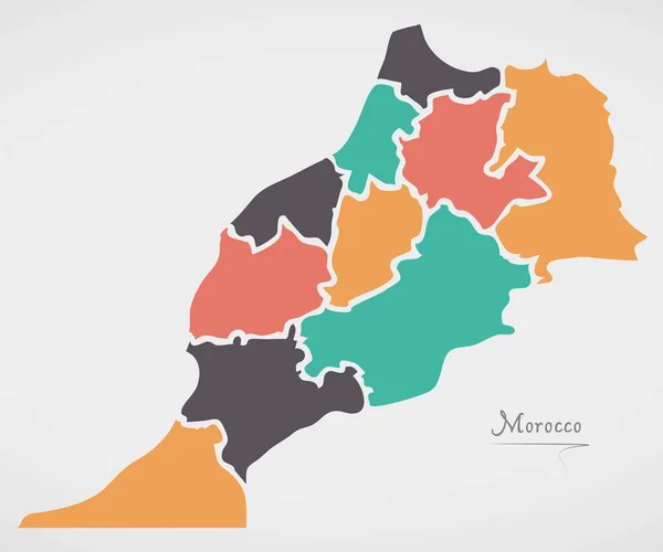 Marokko Karte Mit Staaten Und Modernen Runden Formen — Stockfoto