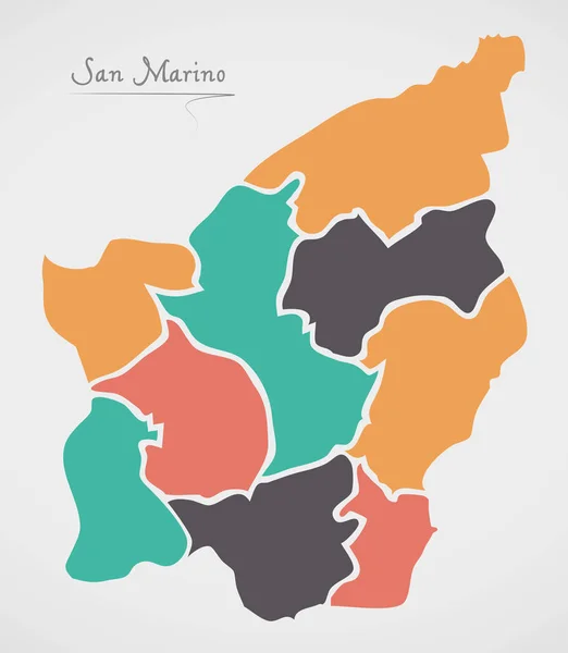 Mapa San Marino Con Estados Formas Redondas Modernas — Foto de Stock
