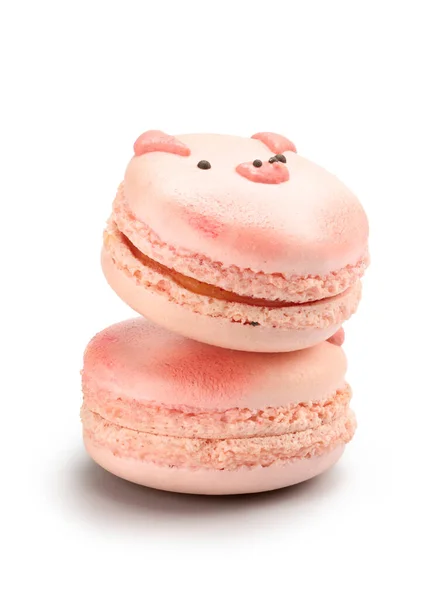 Cute Cartoon Shaped Macaroon Isolated White Background Full Depth Field — 스톡 사진