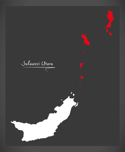 Sulawesi Utara Indonésia Mapa Com Bandeira Nacional Indonésia Ilustração — Fotografia de Stock