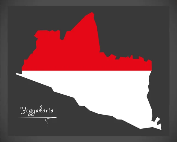 印度尼西亚日惹地图 附有印度尼西亚国旗图解 — 图库照片
