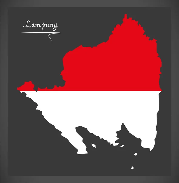 印度尼西亚兰榜地图 附有印度尼西亚国旗图解 — 图库照片