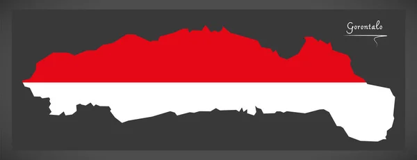 Gorontalo Indonesia Mapa Com Ilustração Bandeira Nacional Indonésia — Fotografia de Stock