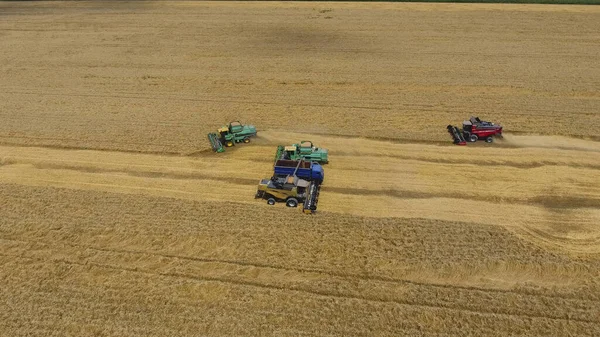 Graanoogstmachine Landbouwmachines Oogsten Graan Het Veld Bedrijf Zijnde Landbouwmachines — Stockfoto