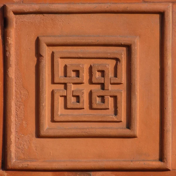 Terracotta Meander Tegel Als Een Vierkant Patroon — Stockfoto