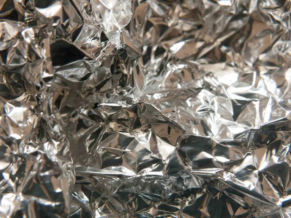 Ezüst Alumíniumfólia Textúrája Ráncos Mintázata — Stock Fotó