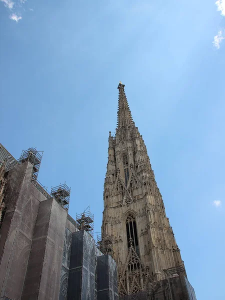 Stephansdom Εκκλησία Στη Βιέννη Αυστρία Υπό Επισκευή Blue Sky — Φωτογραφία Αρχείου