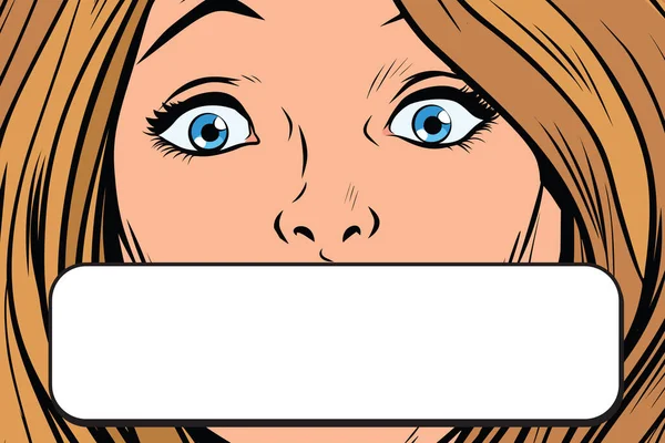 Zbliżenie Kobieta Oko Kopia Kosmiczny Baner Pop Art Retro Komiks — Zdjęcie stockowe