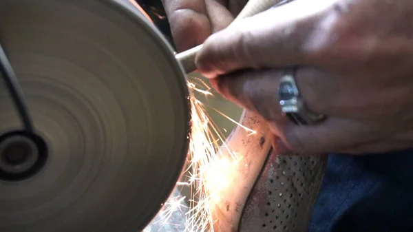 Shoemaker Sharpening Metal Taps Machine — Stock Photo, Image