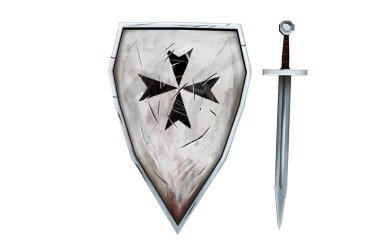 weapon shield of the crusaders in the middle ages clipart