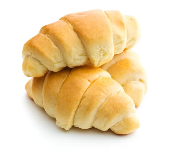 Croissants Beurre Savoureux Isolés Sur Fond Blanc — Photo