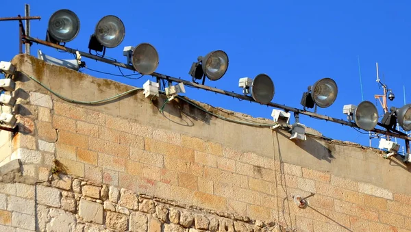 Ряд Світловими Випромінювачами Храмовій Горі Єрусалима — стокове фото