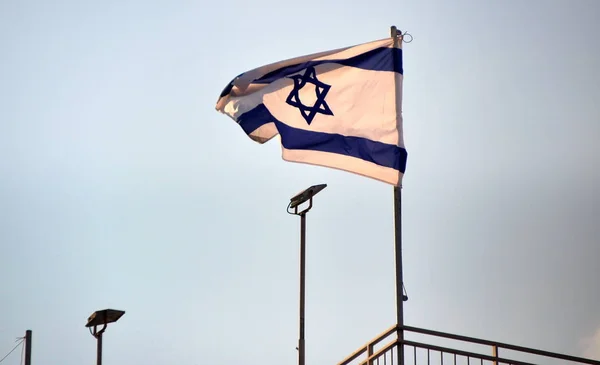 Bandiera Israeliana Che Soffia Nel Vento Gerusalemme — Foto Stock