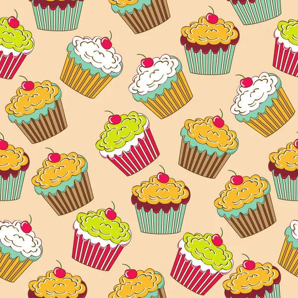 Sweet Seamless Pattern Cupcakes Vector Format — Stock Photo, Image