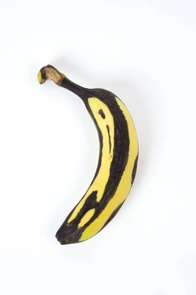 Eine Gelbe Banane Deren Schwarze Flecken Mit Einem Schwarzen Unauslöschlichen — Stockfoto