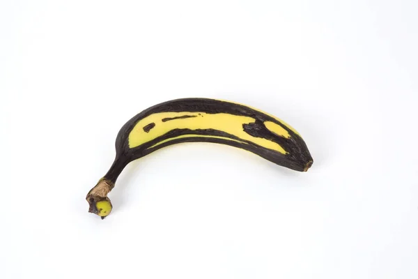 Yellow Banana Which Black Spots Have Been Hand Drawn Black — Stock Photo, Image
