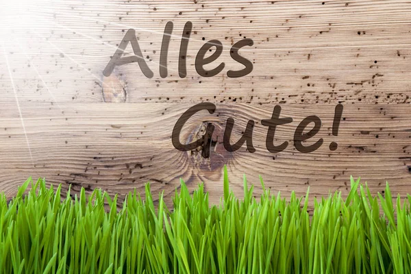 Alles Gute 最好的祝愿 春节假期贺卡 阳光和苍老的木制背景 配以格拉丝 — 图库照片