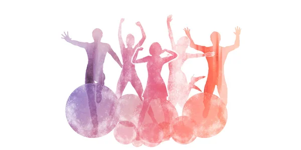 Het Leven Vieren Met Een Celebration Dance Silhouette Concept — Stockfoto
