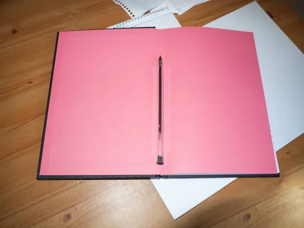 Εσωτερικό Σημειωματάριο Στυλό Μπάλα Σημείο Για Λήψη Σημειώσεις Για Μελέτη — Φωτογραφία Αρχείου