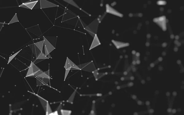 Abstract Polygonal Space Low Poly Dark Background Connecting Dots Lines — Stock Photo, Image