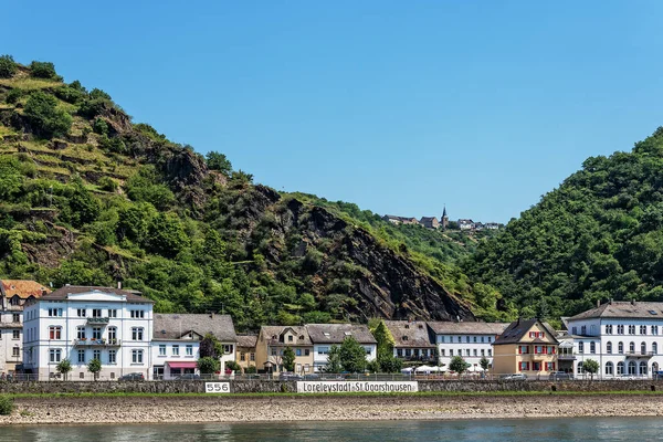 Loreleystadt Sankt Goarshausen Město Rhine Řeka Břeh Dům Rhineland Palatinate — Stock fotografie