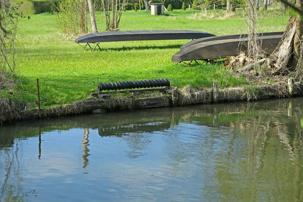 Krajobraz Wodny Barkami Sreewald Brandenburgia Niemcy — Zdjęcie stockowe