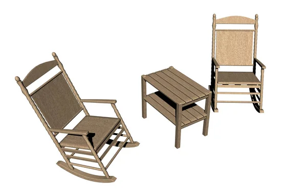 白色底座上的木制椅子 — 图库照片