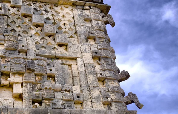 Närbild Del Guvernörens Palats Uxmal Mexiko — Stockfoto