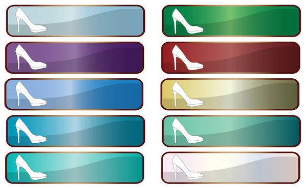 Collection Rectangle Image Based Web Icons Stiletto Heel Shoes White — Stock Photo, Image
