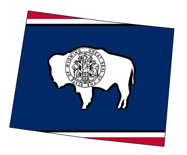 Obrys Státu Wyoming Izolovaný Vsazení Vlajky — Stock fotografie