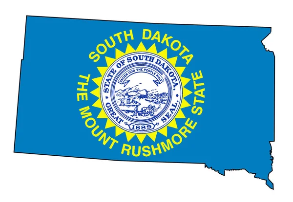 Esboço Estado Dakota Sul Isolado Com Bandeira Embutida — Fotografia de Stock