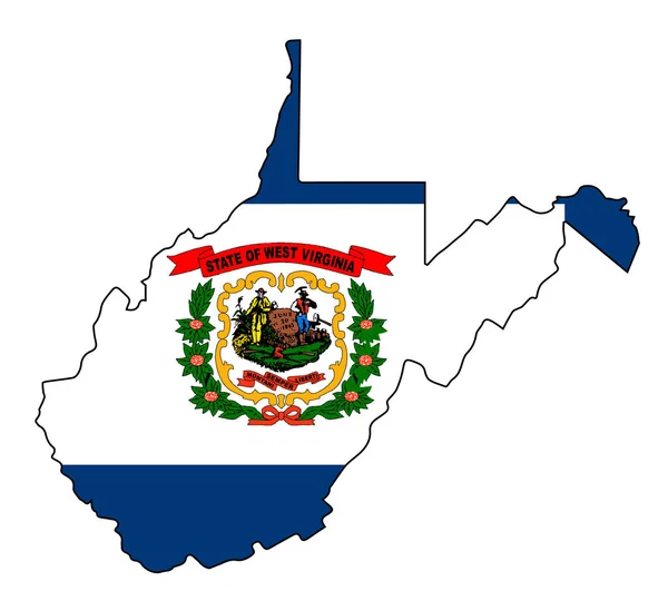 West Virginia Outline Mappa Sfondo Bianco Con Inserimento Bandiera — Foto Stock
