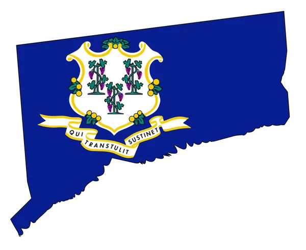 State Map Outline Connecticut White Background Flag Inset — Stock Photo, Image