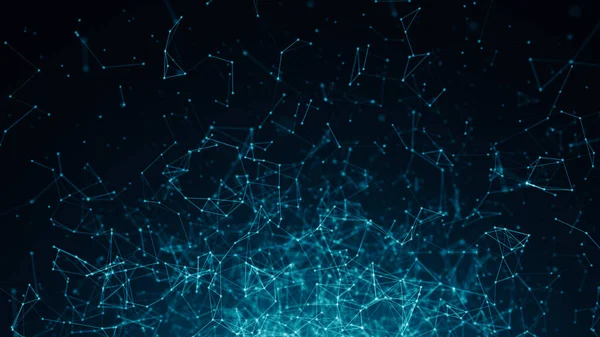 Abstracte Verbonden Stippen Heldere Blauwe Achtergrond Technologie Concept Gesmolten — Stockfoto