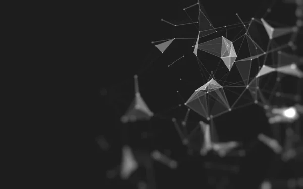 Abstract Polygonal Space Low Poly Dark Background Connecting Dots Lines — Stock Photo, Image