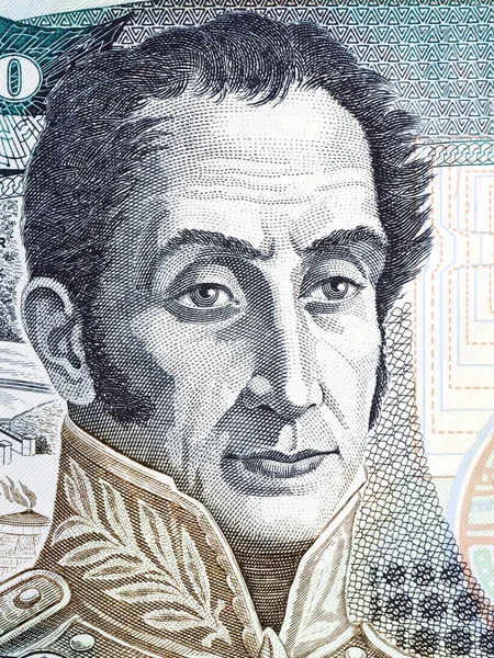 Simon Bolivar Portré Kolumbiai Pénzből — Stock Fotó