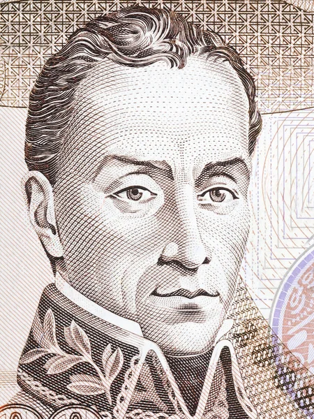 Simon Bolivar Portrét Kolumbijských Peněz — Stock fotografie