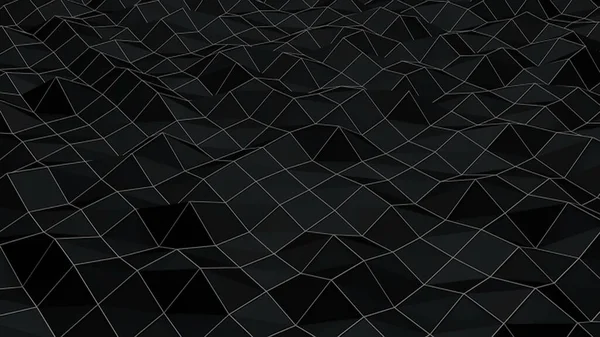 Negro Bajo Polivinílico Fondo Abstracto Renderizado — Foto de Stock