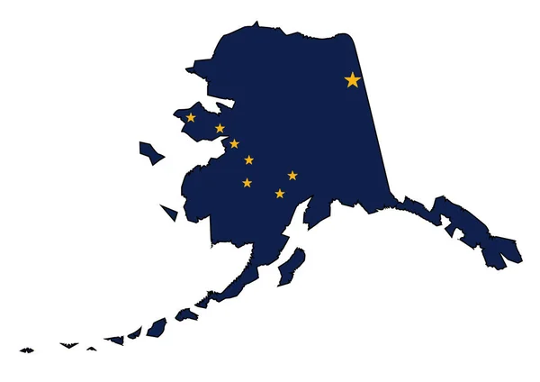 Obrys Izolovaného Státu Aljaška Státní Vlajkou — Stock fotografie