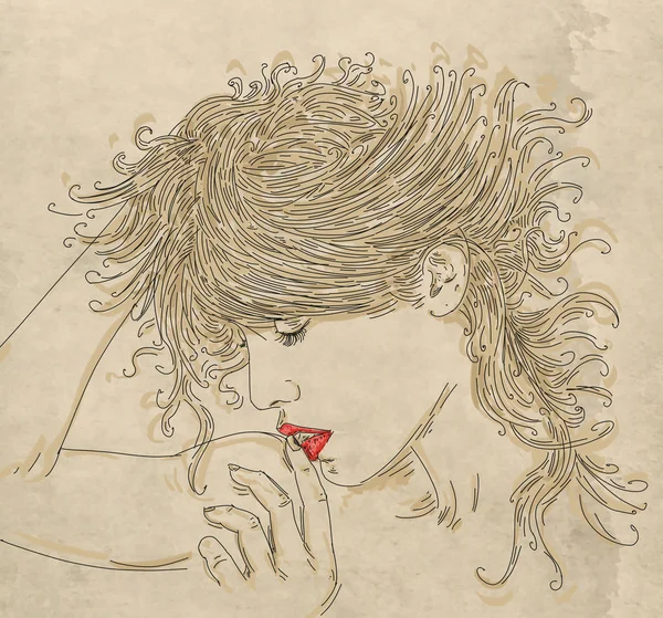 Desenhos Animados Mulher Erótica Com Base Sépia — Fotografia de Stock