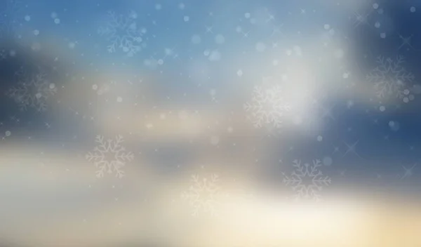 Fundo Inverno Abstrato Com Flocos Neve Estrelas Céu Azul Para — Fotografia de Stock