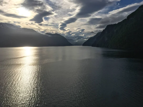 Midnight Sun Gairangerfjord — Stock Photo, Image