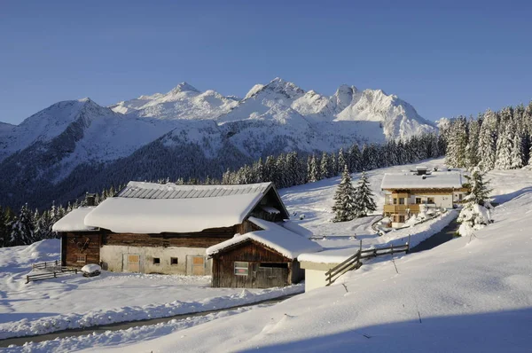 Inverno Hochkrimml Inverno Hochkrimml Áustria Alpes Neve Montanhas Montanhas Montanhas — Fotografia de Stock